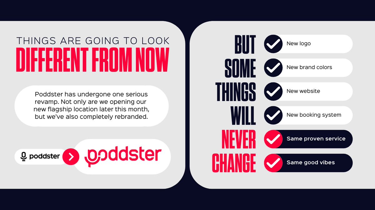 poddster_'s tweet photo. Things are going to look different from now on 👀

We've rebranded to reflect the vibrant and multifaceted nature of our present and future.

More exciting announcements coming next week! ⏰ Stay tuned to find out how we're going to make #podcasting even easier for you. https://t.co/PPdNuEMouU