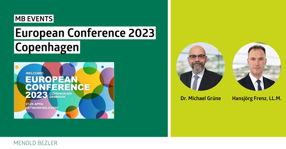 Our partner colleagues Dr. Michael Grüne (tax) and Hansjörg Frenz, LL.M. (legal) look forward to networking with fellow @MGIWorldwide  international members at the European Conference 2023 in #Copenhagen from 27-29 April 2023.
#europeanconference #mgiworldwide