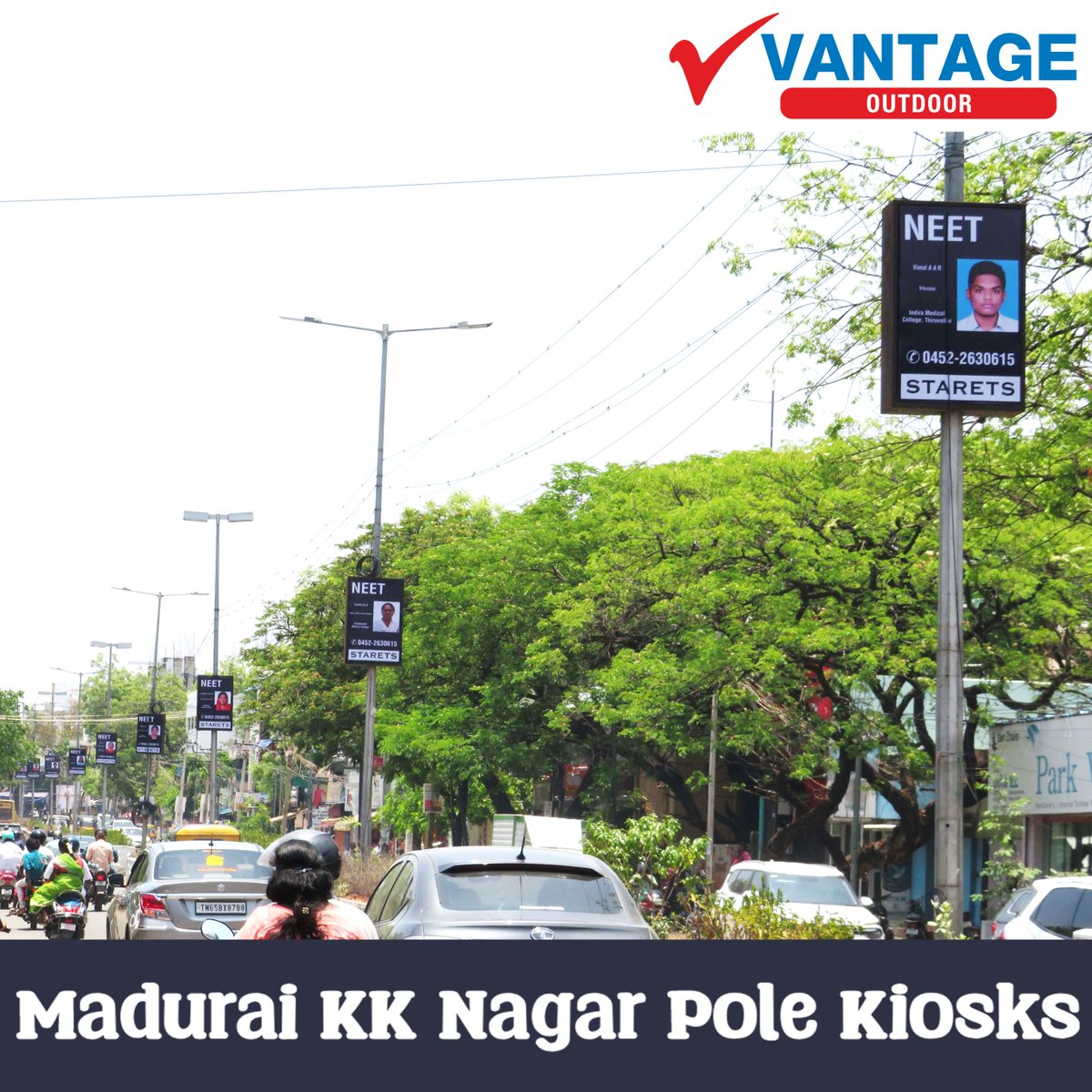 VantageOutdoor's tweet photo. Madurai KK Nagar Pole Kiosks, for #Booking 📞9500005749 or 🌍https://t.co/6hbb49WVFj

#kiosk #advertisingdisplay #advertising #outdooradvertising #polekiosk #polekioskadvertising #madurai #kknagar #starets #staretsacademy #academy #neet #neetcoaching #institute #displayads #ooh https://t.co/voEYiHvTXU