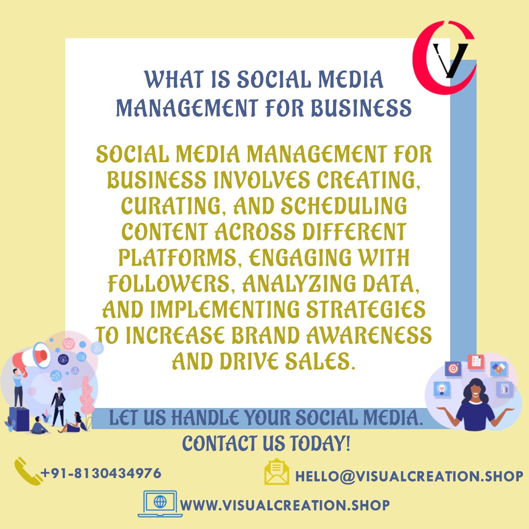 creation_visual's tweet image. Social media management for your business, 
Let us handle your social media while you focus on growing your business. Contact us today!"

#DigitalMarketing #contentcreation #socialmediamarketing #visualcreation #growth #smallbusiness  

Created by:- visualcreation.shop