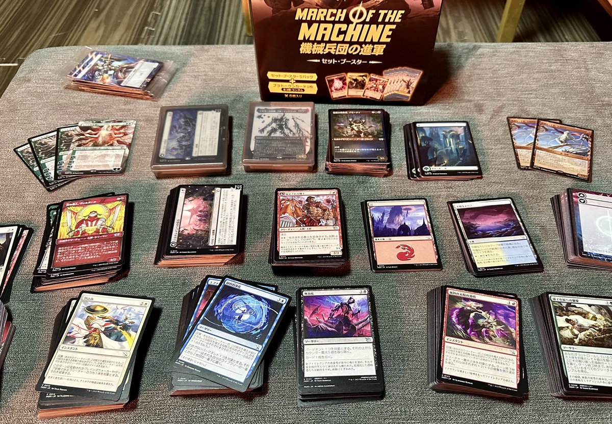 LeroyHayabusa's tweet photo. After my Ragavan luck in 3 packages, I went back and bought a full box! No more monkeys but I can’t say I’m disappointed in my pulls! #EDH #Commander #Magic #mtg #MagicTheGathering #MagicCardCollection #MagicCards 4x Wrenn! https://t.co/YIlFE59zFY