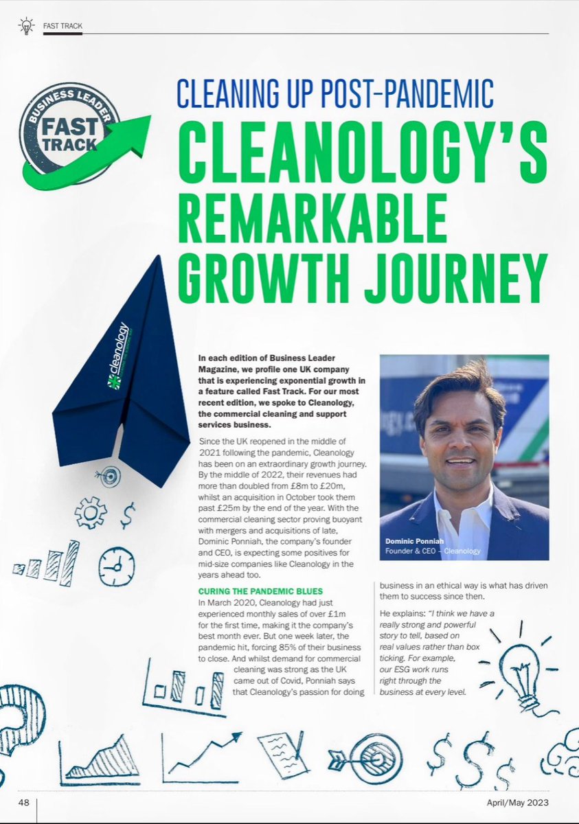 🎤 We are absolutely stoked that our CEO Dominic Ponniah was interviewed by <a href="/businessleader/">Business Leader</a> magazine on Cleanology’s incredible journey… 🚀

You can read the full 3-page article here
lnkd.in/eQmcdJdk

Cleanology.com

#business #leader #growth #entrepreneur
