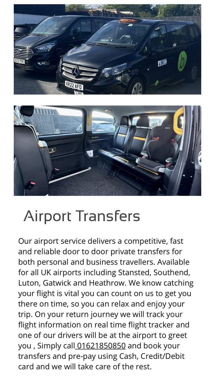 BanyardsTaxis's tweet photo. Book your Airport transfers now! 01621850850 sit back and relax knowing your vehicle is booked. #airport #táxi #essexbusiness https://t.co/LTIhJDKVZ8