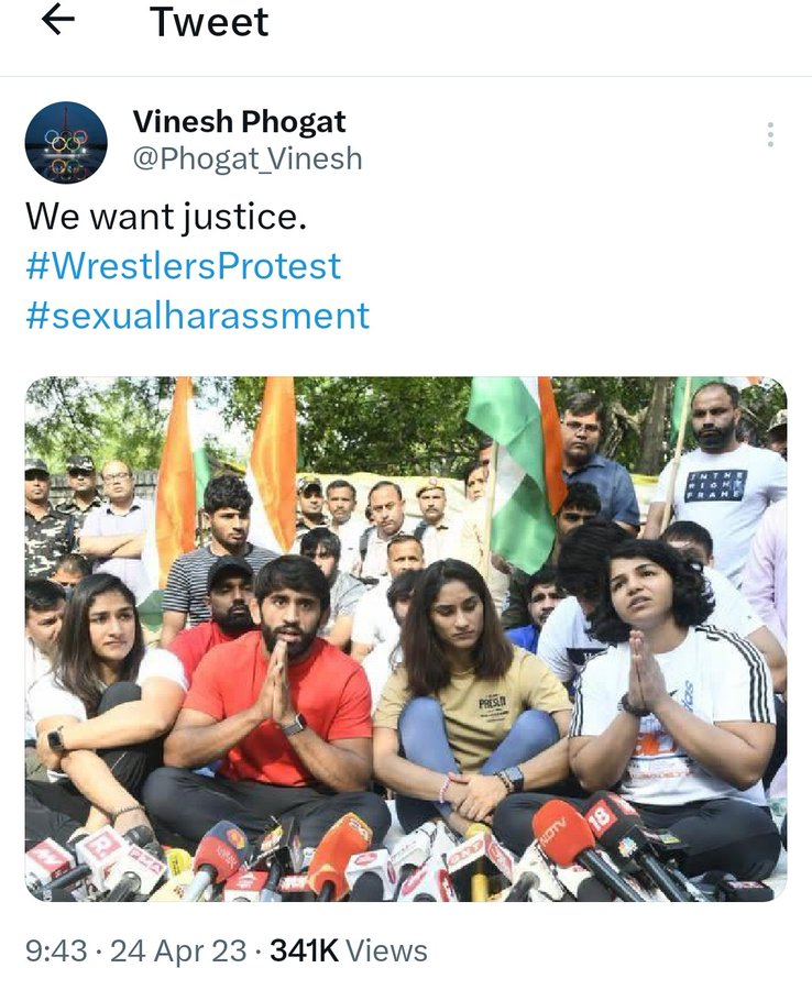 ByeByeModi's tweet photo. Women Wrestlers protesting from a few days against BJP MP &amp; WFI Chief Brij Bhushan Singh over sexual harassment but neither Naari Shakti advocate PM Modi nor Women Welfare Minister @smritiirani
have spoken on this matter
Why @narendramodi Silent on this matter https://t.co/BYfVkhXmaC