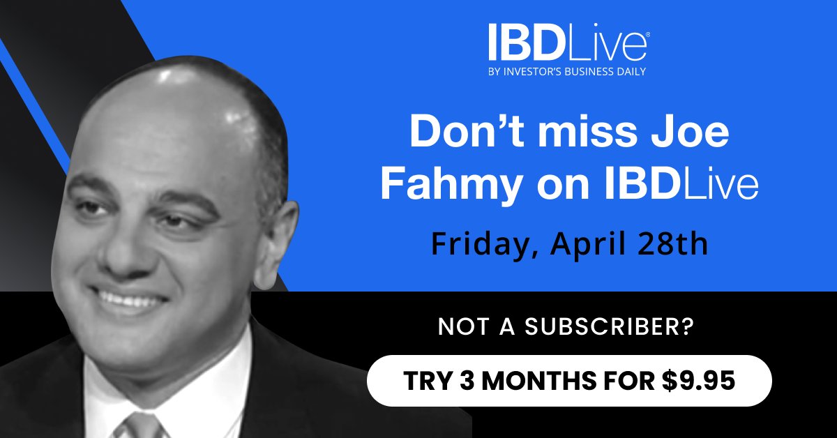 IBDinvestors's tweet photo. Join us this Friday, April 28th, on IBD Live, with our guest @jfahmy We'll be diving into the latest insights and strategies for successful investing.  Register now ➡️ https://t.co/pLZXV47DXm 

#IBDLive #InvestingStrategies #JoeFahmy #LearnAndConnect https://t.co/qGu4EBnFWz