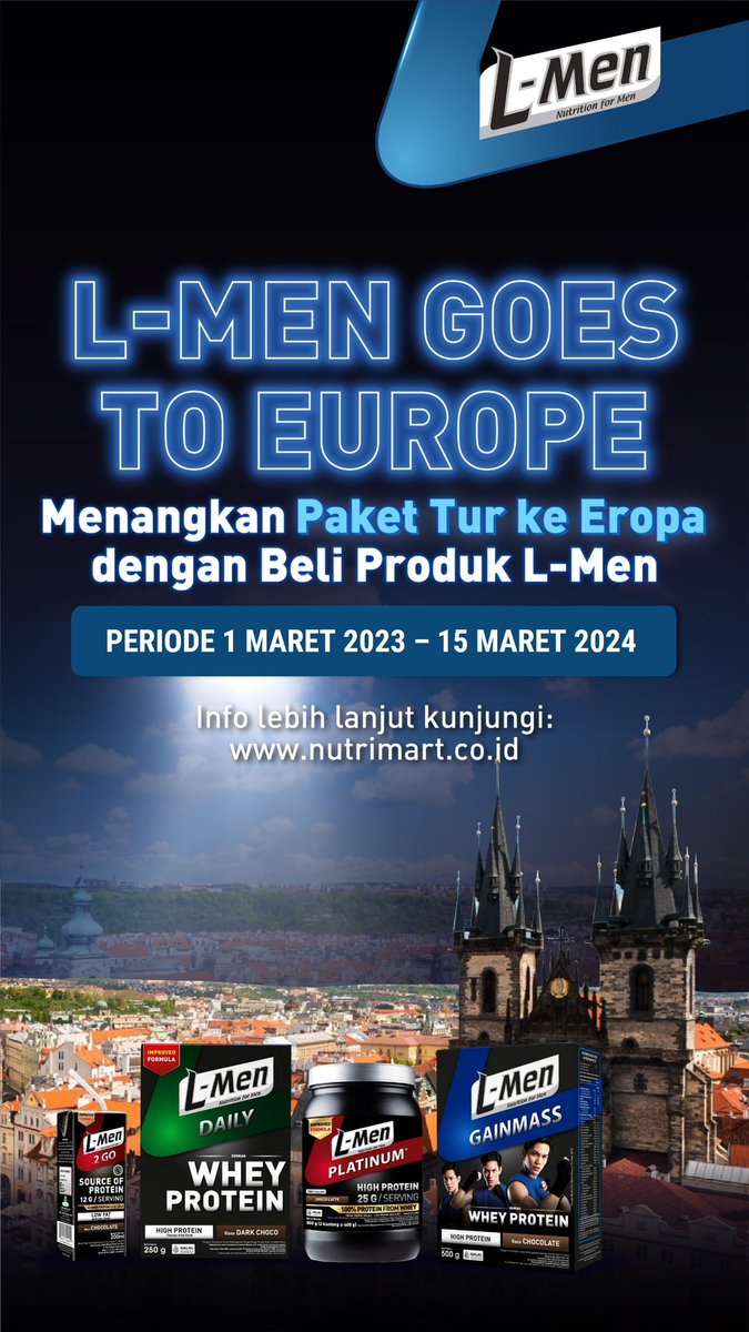 Belanja produk L-Men di <a href="/NutriMartID/">Nutrimart</a> bisa dapet trip ke Eropa? 

Join program L-Men Goes To Europe sekarang bro! 👇