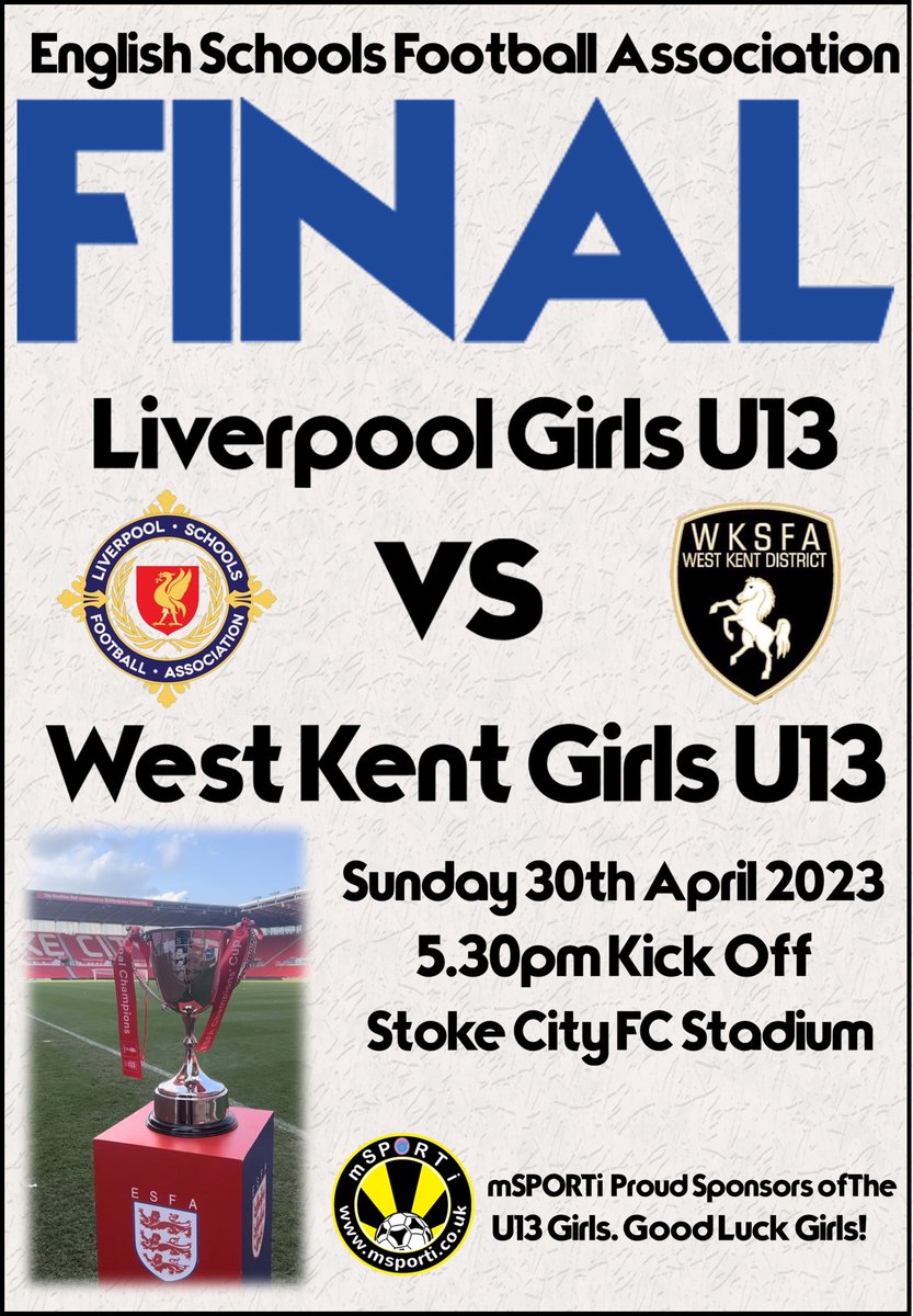 Not long to go now before our girls take revenge on Liverpool Schools in the ESFA National Cup Final ⚽️ 🏆 

The game will be streamed on social media and you can watch it!!

Link 👇

youtube.com/@ESFATV
