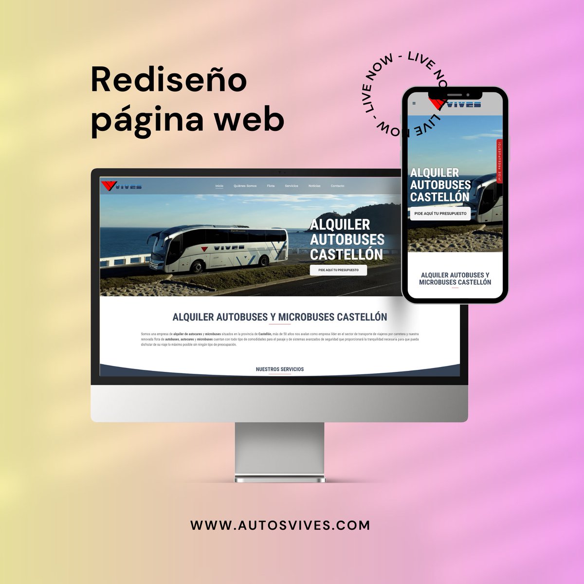 AutosVives's tweet photo. ¡Estamos de estreno!

Renovamos por completo nuestra página web, con un diseño más moderno y actual, nuevas funcionalidades y mejor accesibilidad, que nos hará estar a la vanguardia del sector del transporte de viajeros por carretera.

https://t.co/waGsCPCwv5 v2

@frectaris https://t.co/Wjm7Zi13qn