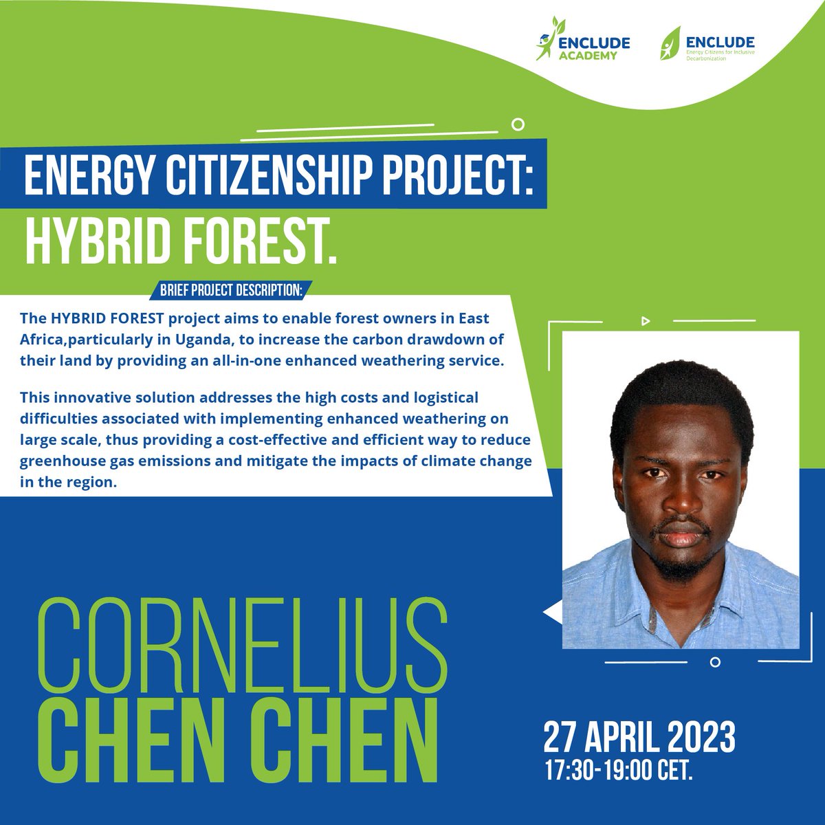 encludeproject's tweet photo. 📌Meet the speakers of our #ENCLUDE Academy’s final presentation sessions.
📢Let’s meet the speakers of our second day on the 27th of April.
📌Cornelius Chen-Chen 
His presentation will be concentrated on the hybrid #forest. 1/3 https://t.co/kMm7zaU8y4