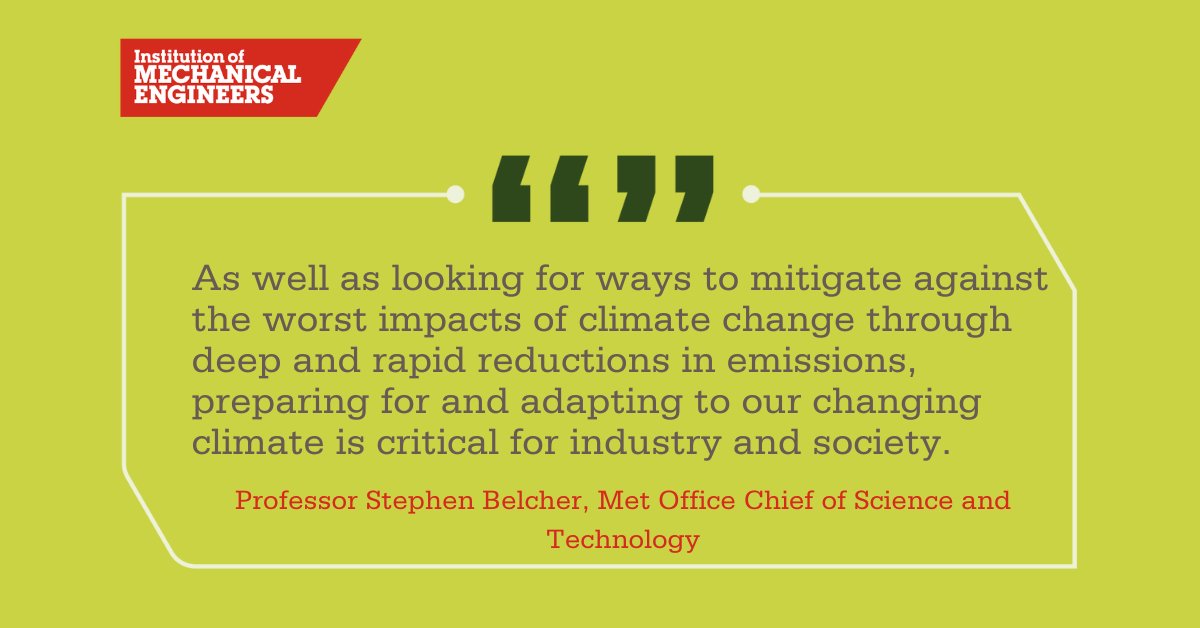 IMechE's tweet image. We've launched our #AdaptingToHeat report!

One of the key findings from the report was that there's an urgent need for engineering related standards and design codes to be based on expectations of future climate rather than past climate.

➡️ bit.ly/3AqyIL1