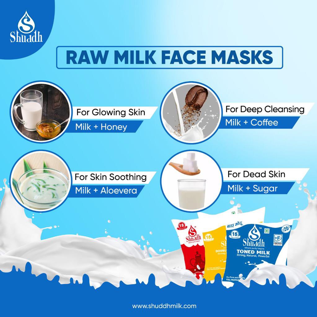 swadesh_milk's tweet photo. Want to give your skin a natural boost? 
Try a raw milk face mask! Raw milk is packed with nutrients that nourish and hydrate the skin, leaving it feeling soft and supple.

#rawmilkfacemask #naturalskincare #healthyskin #Shuddh #Pure #Shuddhmilk #Shuddhdoodh #Taza #Tazadoodh https://t.co/21PTyfQ03l