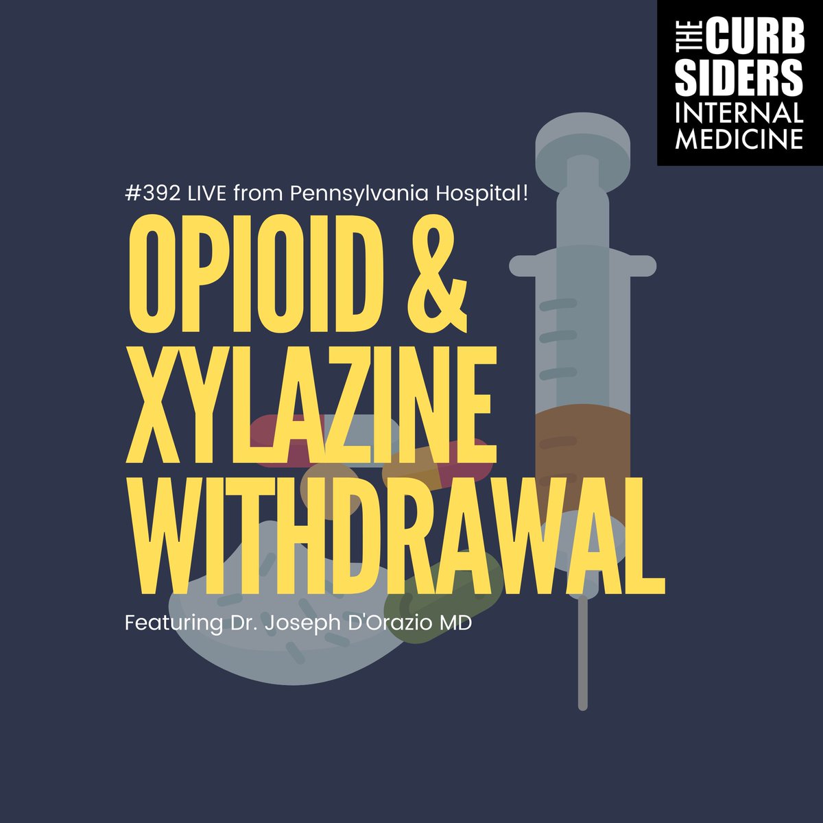 thecurbsiders's tweet photo. 👹 #392 Live! Opioid and Xylazine Withdrawal in the Hospital - https://t.co/qE7GqJ5DMq

Dominate opioid &amp; xylazine (aka tranq) withdrawal in the hospital with expert insights from Dr. Joseph D’Orazio  (@dorazepam) recorded LIVE! at Pennsylvania Hospital Grand Rounds! #FOAMed https://t.co/GB6wwxn2UA
