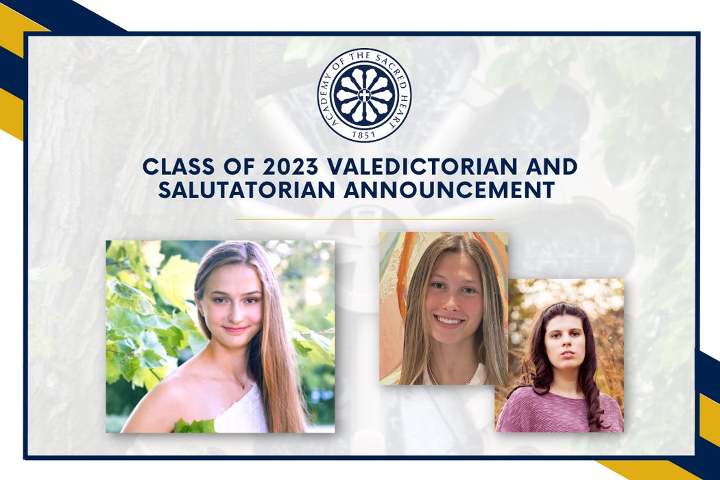 Academy of the Sacred Heart is proud to present the Class of 2023 Valedictorian, Dianna Kucy (@johnshopkins) and Co-Salutatorians, Jade Horcoff (<a href="/NotreDame/">University of Notre Dame</a>) and Elyse Martel (<a href="/Georgetown/">Georgetown University</a>). Join us in congratulating them on their accomplishments! #USGazelles #WeAreSacredHeart