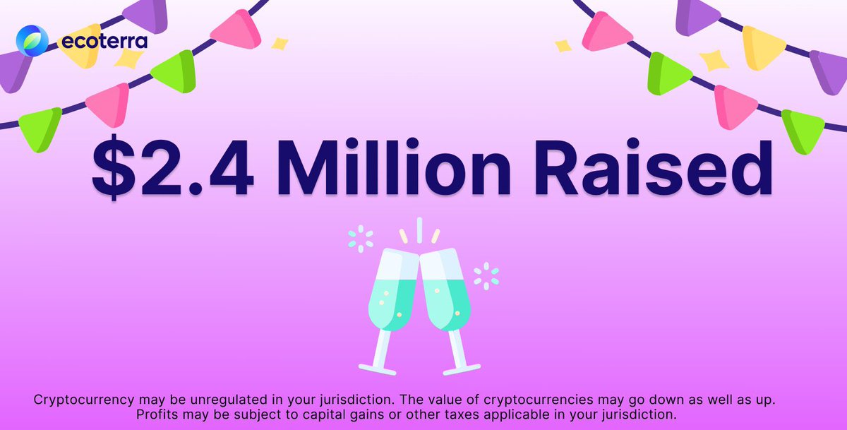 eth20tokenCC's tweet image. It's been an incredible journey so far, and we couldn't be more proud to share that we've just crossed the $2.4 MILLION mark in our presale 🎉

What are you waiting for? Join our #Presale today! 👀

Together, we will continue to climb to new heights 💪⬇️

bit.ly/EcoTerraTW