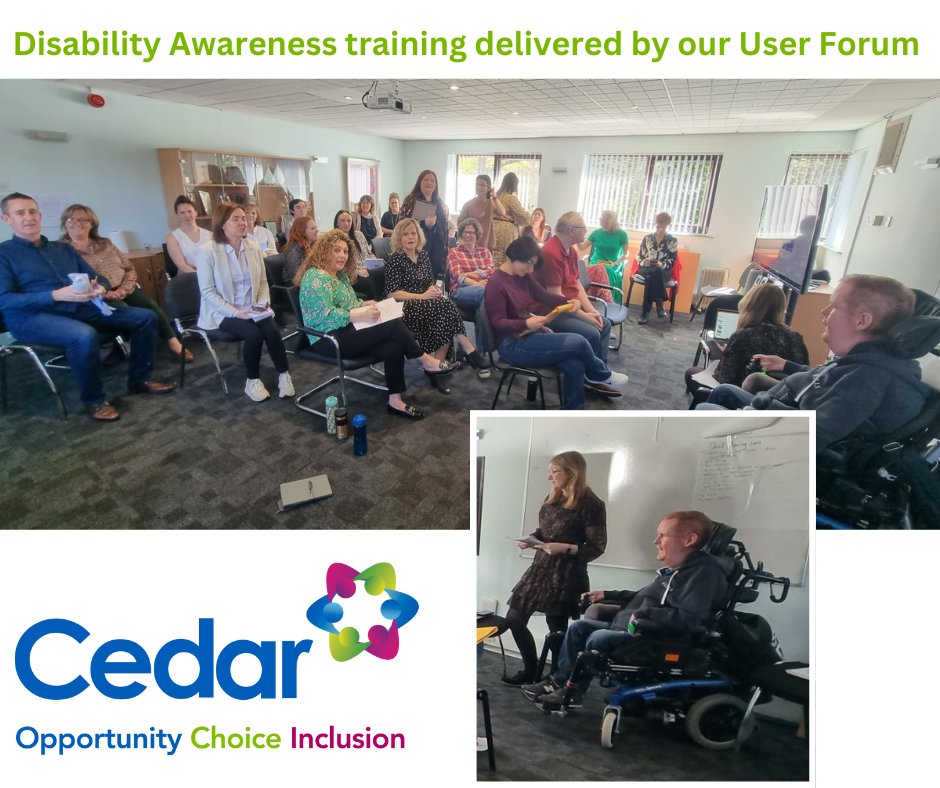 cedarfoundation's tweet photo. Our User Forum facilitated training on Disability Awareness Training to our Corporate Services employees.

#UserForum #opportunitychoiceinclusion #disabilitytraining 

Alt. Text: [Image of our User Forum delivering disability awareness training to Cedar employees] https://t.co/zK15P0hcup