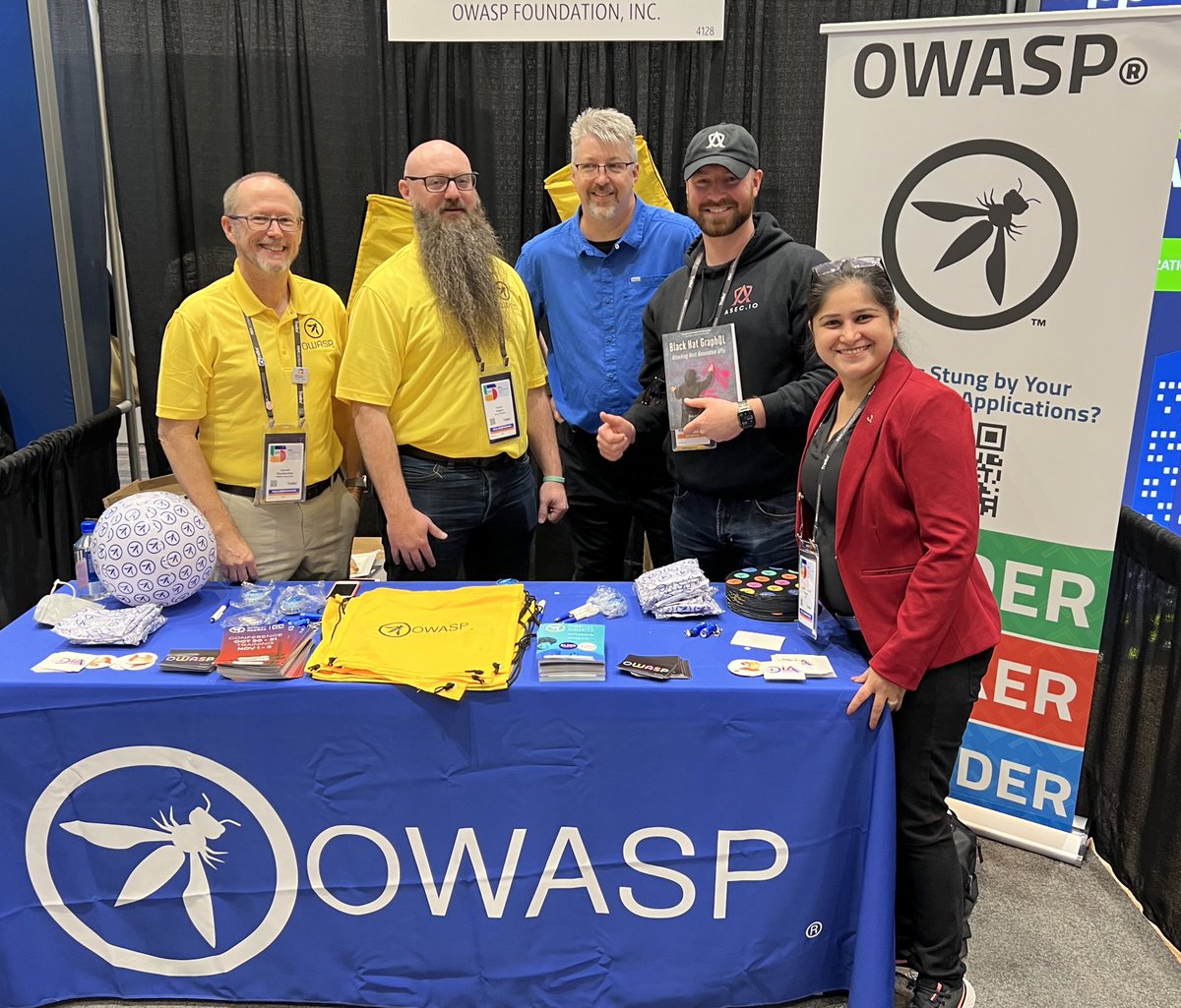 InfosecVandana's tweet photo. We had amazing participants coming to @owasp booth, and not to miss we got the chance to meet incredible author @Nick_Aleks @RSAConference . Do stop by booth 4128 if you are around https://t.co/mcRB02ahuY