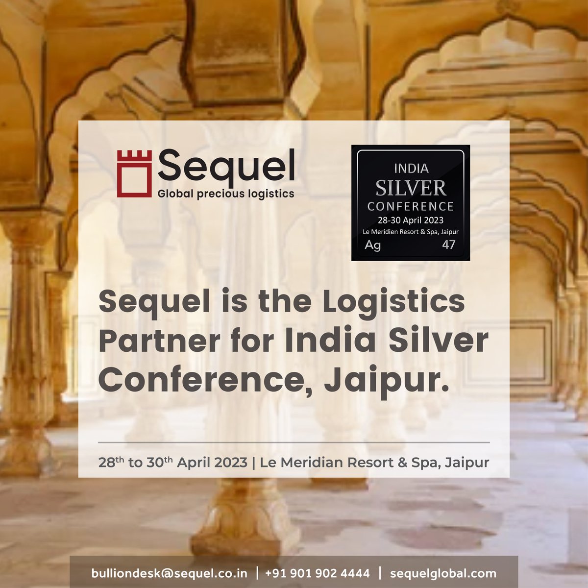 SequelLogistics's tweet photo. Sequel is the #LogisticsPartner for the highly-anticipated India Silver Conference taking place in Jaipur from April 28th to 30th.
We are looking forward to learning from and collaborating with all the attendees!
#SequelLogistics #IndiaSilverConference #Jaipur https://t.co/IQSZz4aFNk