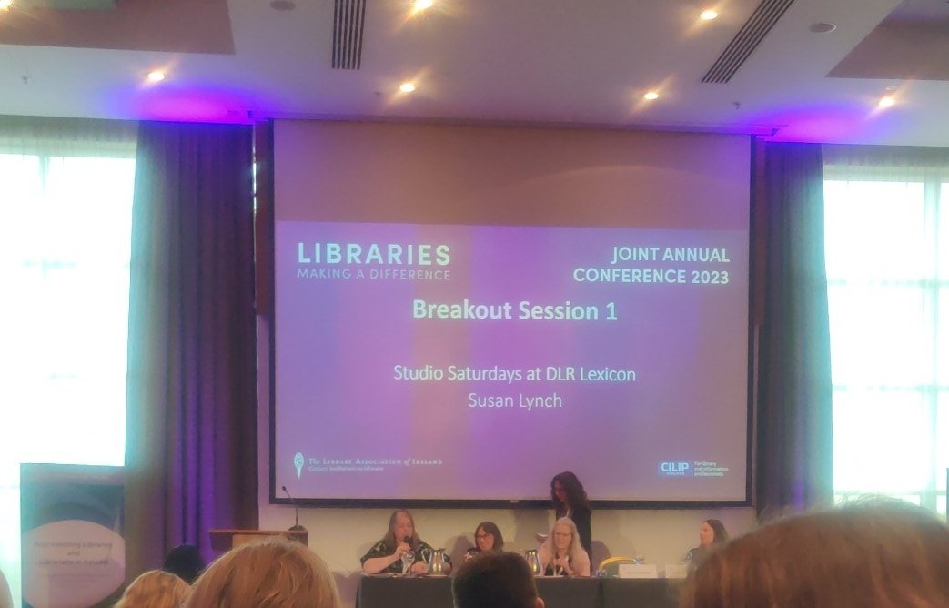 moriarty_lori's tweet photo. Loved listening to @LouthLibraries talk about their work as a Library of Sanctuary and #StudioSaturdays at @DLR_Libraries Main take aways are to listen to families and communities and their individual needs! #LAICILIPIre23 https://t.co/5xrk7hfVTP