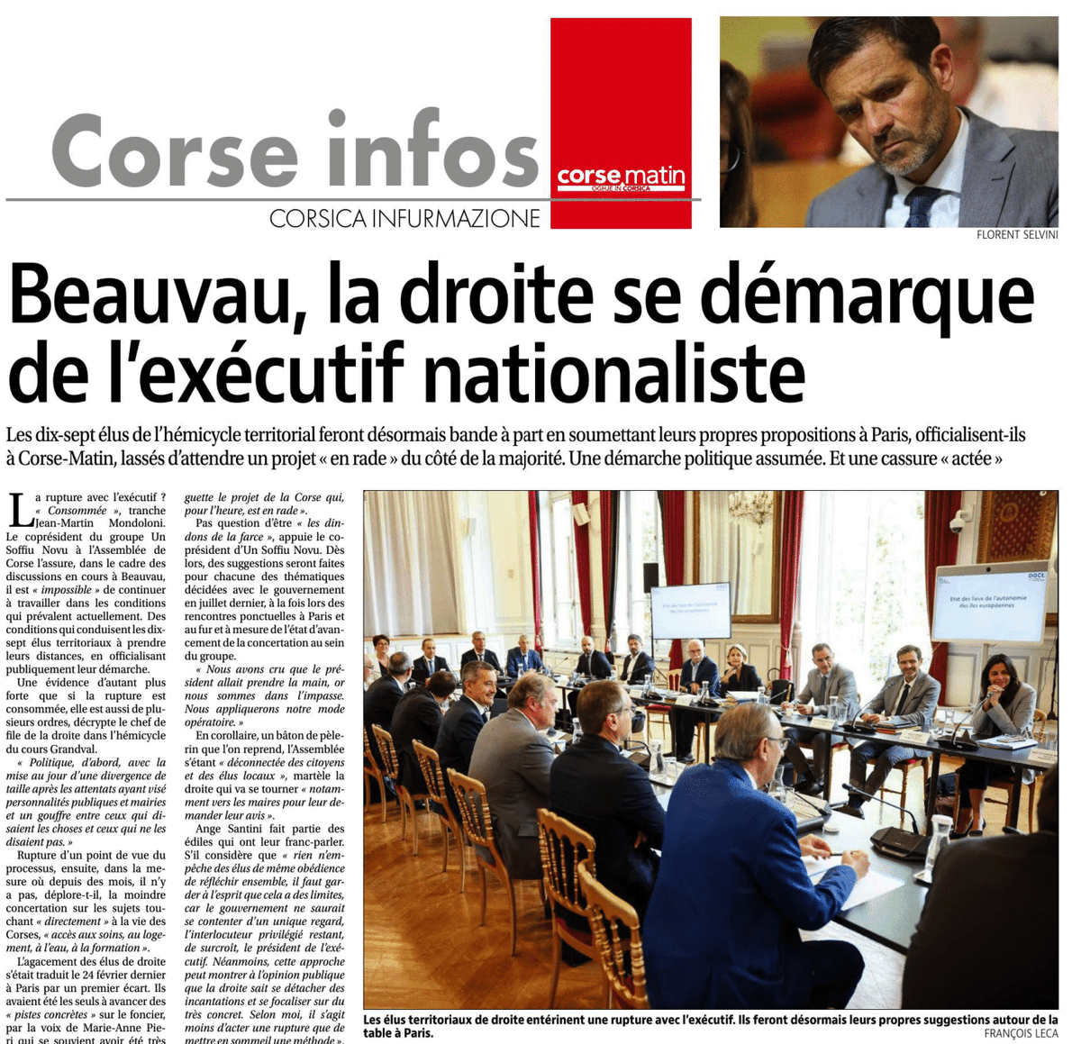 📰 "Beauvau, le droite se démarque par l'exécutif nationaliste"

Article paru dans #CorseMatin du 26.04.2024

Pour lire l'article dans son intégralité : bit.ly/3LwWSts