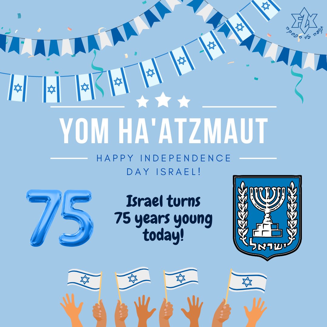 Happy 75th Birthday <a href="/Israel/">Israel ישראל</a>! 🇮🇱🎉🥳🤩😎💙✡️