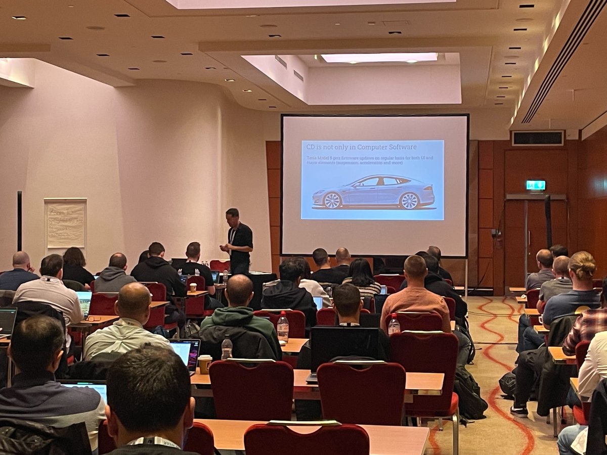 devops_con's tweet photo. Happening now 👀

@KorenNir is talking about the CI/CD concepts, mindset, and best practices that help form DevOps culture to implement CI/CD for software development. https://t.co/j2TnSQ0RtB