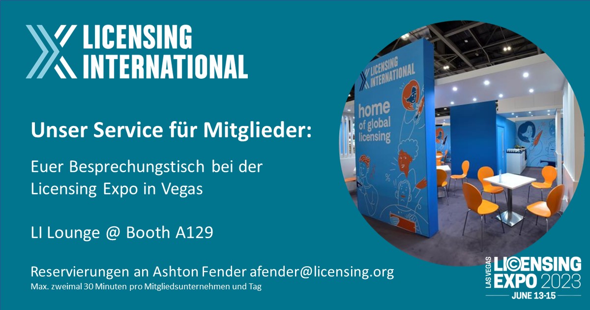 #LicensingExpo Las Vegas: #Exklusiv für #Mitglieder gibt es wieder kostenlose Besprechungstische. Anmeldung per Email bei Ashton Fender afender@licensing.org. #licensing #LicensingInternational <a href="/Licensing_Intl/">Licensing International</a>