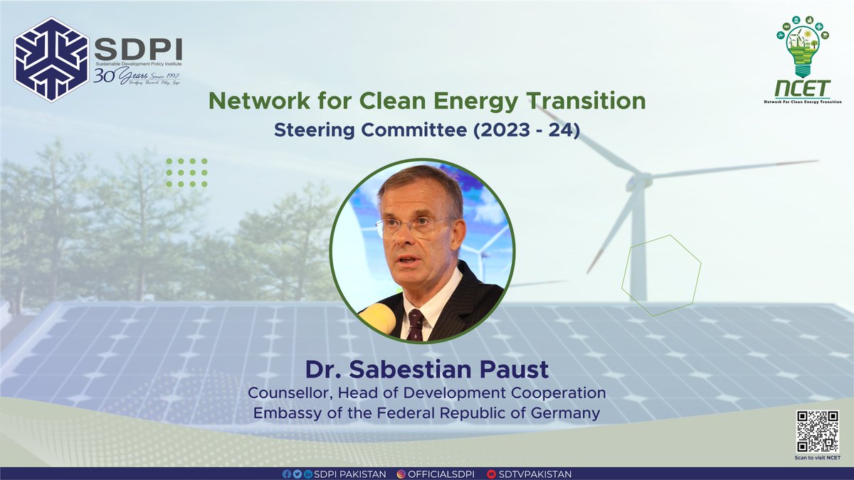 SDPIPakistan's tweet photo. @NCET_Pak Dr. Sebastian Paust (Councellor, Head of Development Cooperation, Embassy of Federal Republic of Germany @GIZPakistan) https://t.co/yPbRBu4j9g