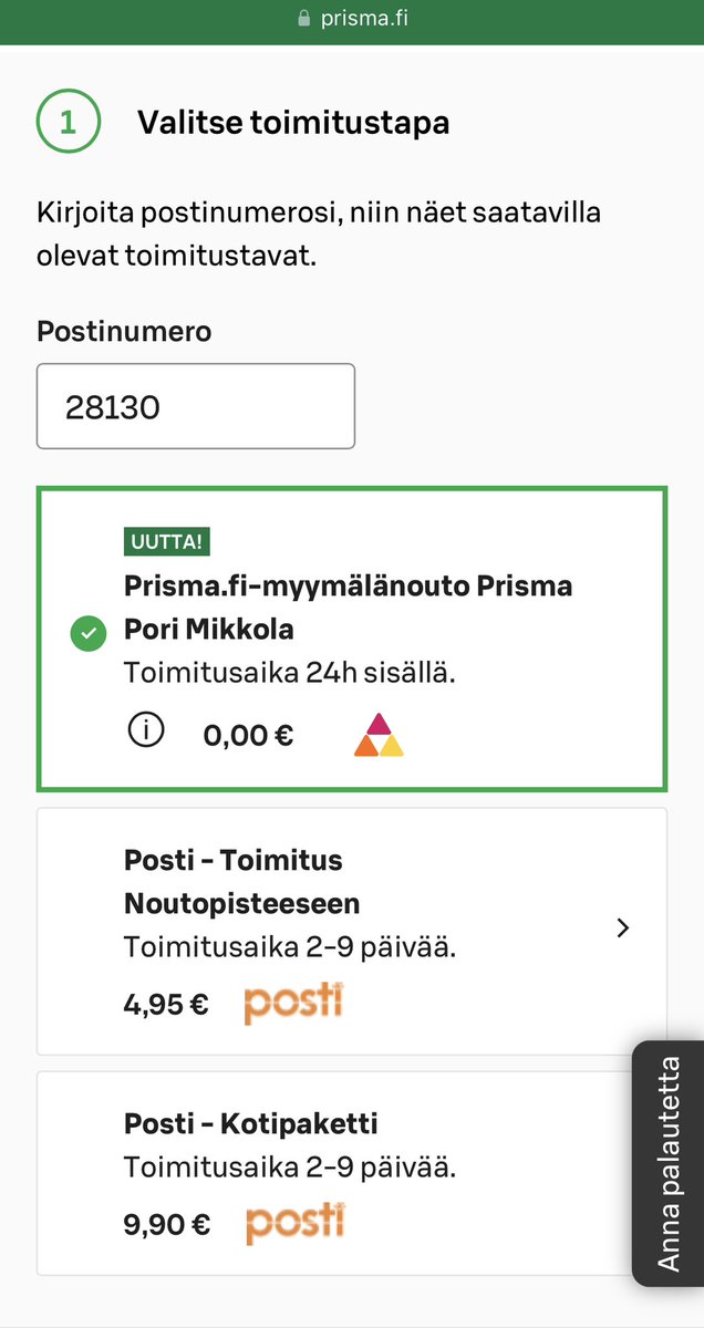 Prisma.fi #verkkokauppa saavutti taas merkkipaalun, kun ensimmäiset myymälät aloittivat click and collect palvelun. 👊💥 Voit nyt tilata tuotteet noudettavaksi Prisma Kaaresta Helsingissä ja Prisma Mikkolasta Porissa. Ja lisää tulossa! 🤩#prisma