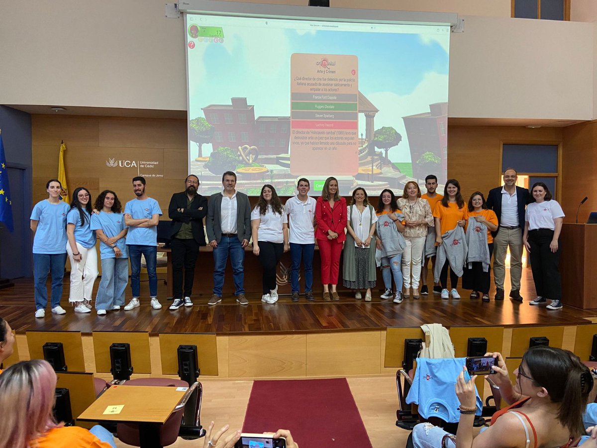 univcadiz's tweet photo. 🔍 La UCA ha presentado esta mañana en el Campus de Jerez la plataforma @CriminialApp©️, un juego online de preguntas y respuestas sobre temas de Criminología y Seguridad, que nació en 2013 como parte de la necesidad de contar con nuevas herramientas y materiales para este Grado. https://t.co/P6OMhirvQb