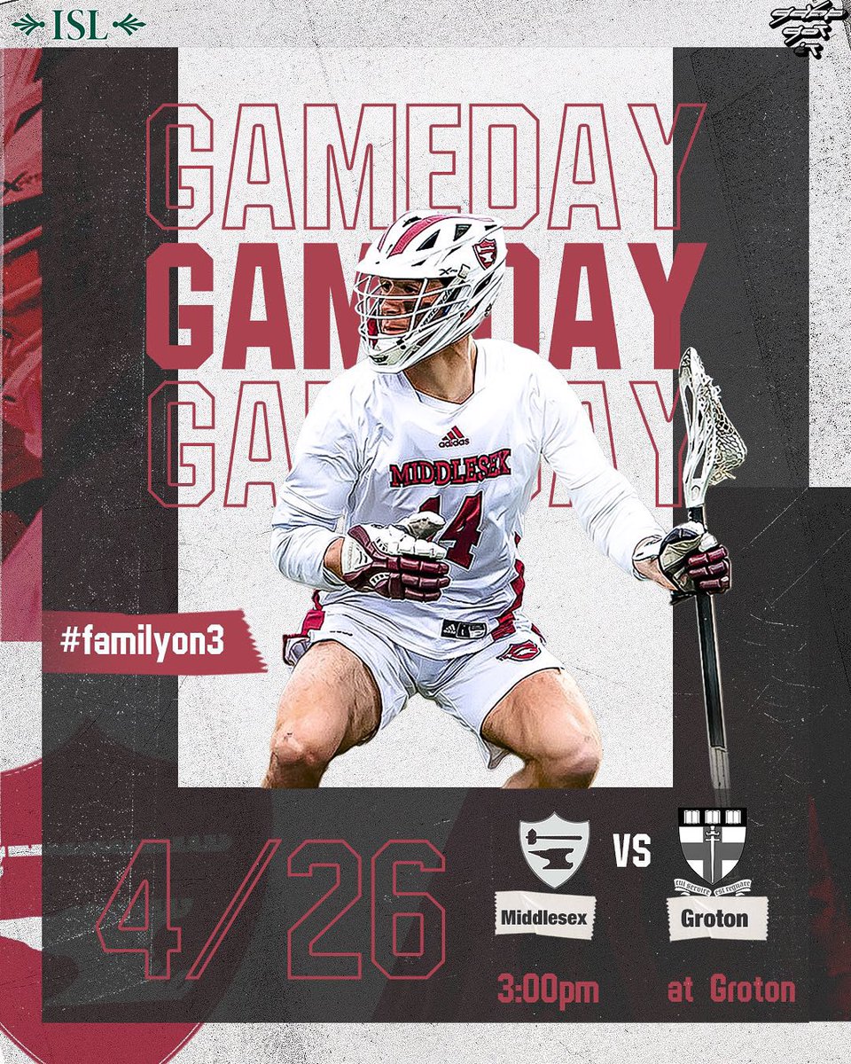 🚨GAME DAY!🚨
ISL play

Middlesex
🆚
Groton @GrotonZebras 
📍 Groton
⏰ Wednesday, 4/26 at 3:00 pm

@Athletics_MX @ISLSPORTS @bostonlaxnet @NELaxJournal #gozebras #familyon3