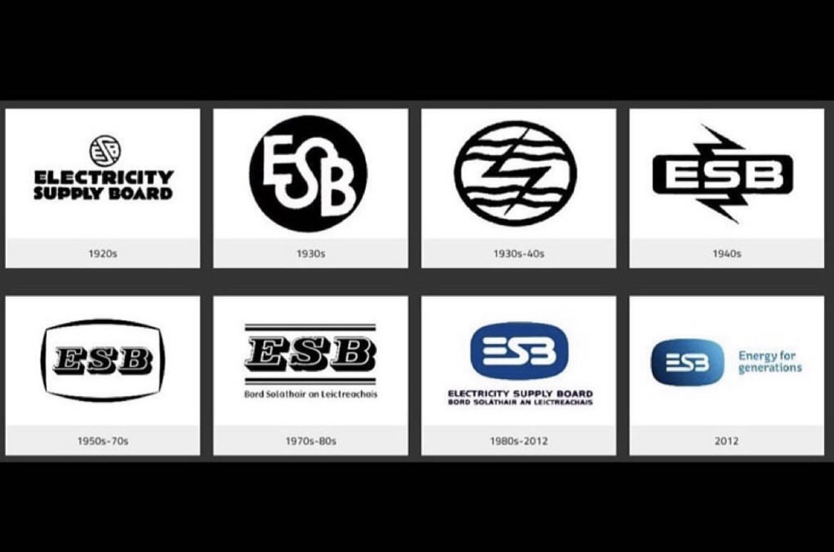 ESB logos used throughout the decades. For more info visit our website esbarchives.ie #Logos #WorldIntellectualPropertyDay