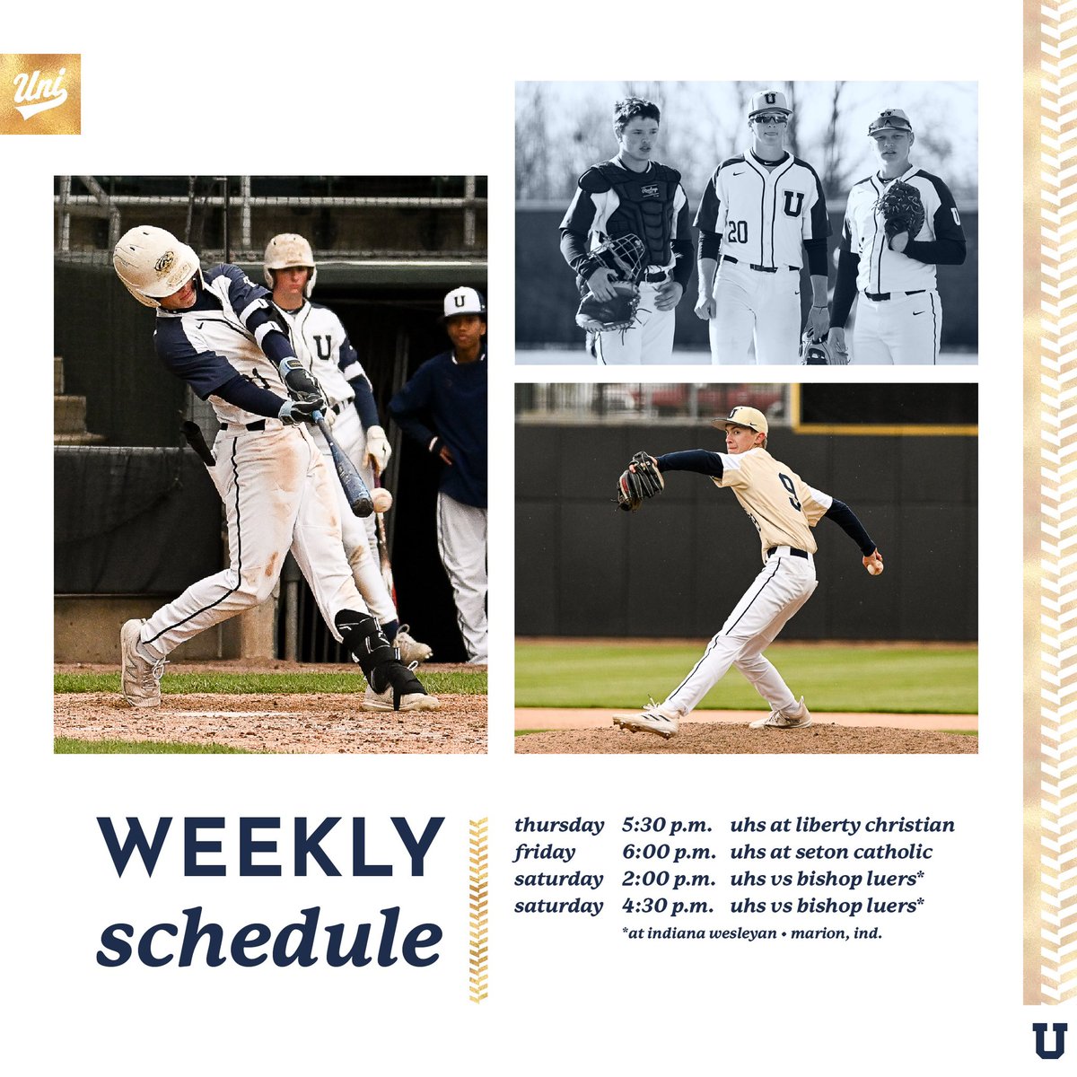 Had a few days off this week before 4️⃣ games in 3️⃣ days‼️ 2️⃣ @PAAC_Athletics Conference games Thurs. & Fri. 2️⃣ games at beautiful @IWU_Baseball 🆚 a strong @luersbaseball team on Saturday! #TheU @PBRIndiana @IHSBCA @THEAkeemGlaspie @Richie_Hall @HomePlateBAI @JKR_Baseball