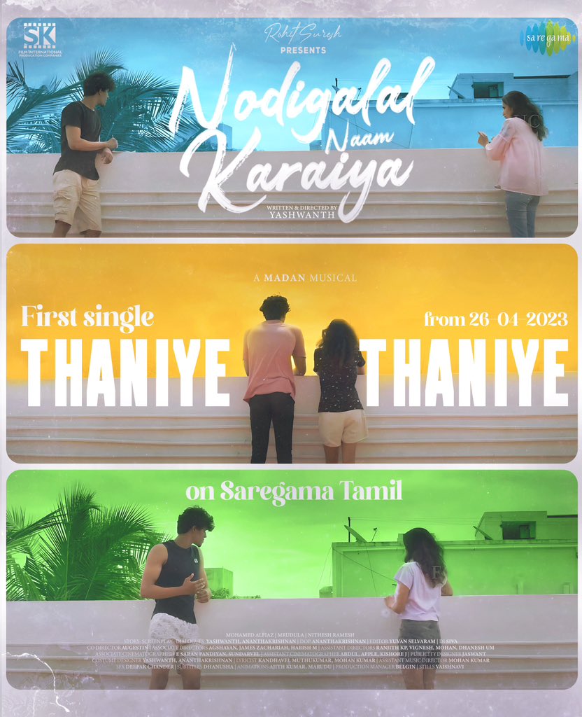 Nodigalal Naam Karaiya 1st Single #ThaniyeThaniye Lyrical Video Out Now on Saregama tamil @saregamasouth youtu.be/kpKXcLw3aKM A @yours_madan musical @engineer_filmer @its_alfiaz @Mruduladsaisy16 @eshramesh1 #Ananthakrishnan #MohanKumar @yuvanselvaram