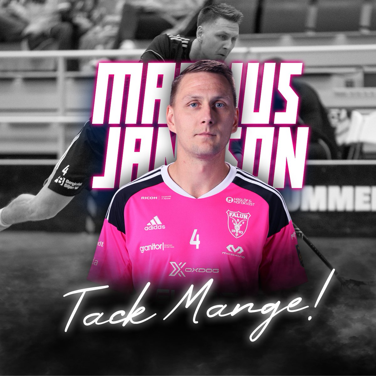 IBFFalun's tweet photo. Magnus Jansson lämnar IBF Falun. 
Magnus kom från AIK inför säsongen 2021/22 och sedan varit med och bärgat tre titlar.
Totalt har han hunnit med 84 matcher och 21 poäng i Falun. 

Vi önskar Magnus lycka till i framtiden och säger stort tack för hans insatser i IBF Falun! https://t.co/Bbb9T5EEPK