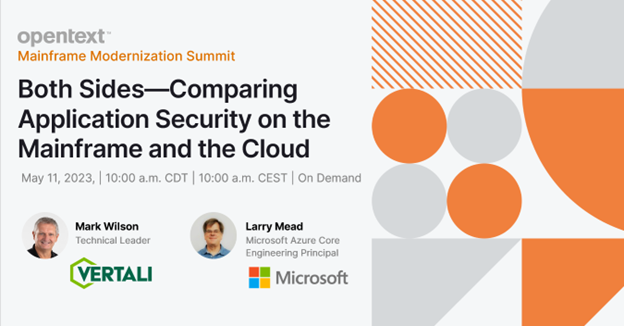 MicroFocusMEA's tweet photo. We'll explore different perspectives on #mainframe &amp; #cloud security at this session at the #OpenText Mainframe Modernization Summit. Listen to both sides—then decide for yourself. Attend live or watch on demand: https://t.co/2Y1LqpTbRx #MainframeMod23 @ich408i @Microsoft https://t.co/t51Hg959Nr