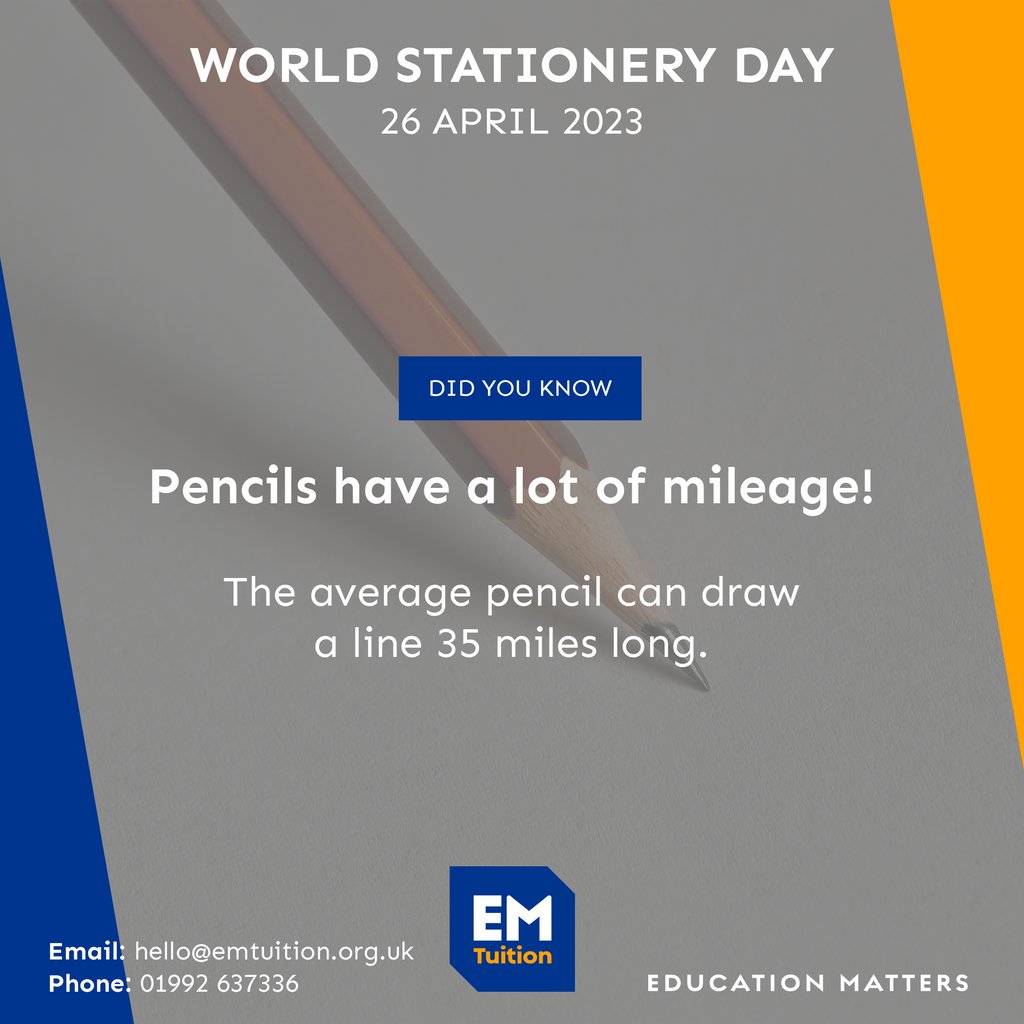 EMTuitionUK's tweet photo. According to studies by scientists, it has been proven that writing with pen and paper aids focus and has positive effects on the cognitive process. This means the simple act of writing things by hand is much more beneficial to us than typing on a keypad.✏️

#WorldStationeryDay https://t.co/TdwCnfIdmm