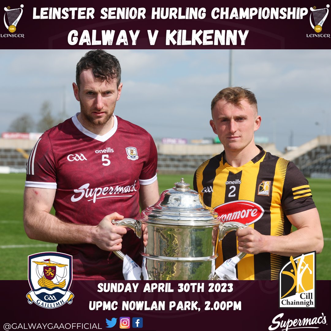 LEINSTER SENIOR HURLING CHAMPIONSHIP 

Kilkenny v Galway
📆Sunday April 30th
🕑2.00PM
📍 UPMC Nowlan Park

Buy Match Tickets 🎟
ticketmaster.ie/event/18005E63…

Advance ticket sales only, tickets not on sale at the venue.