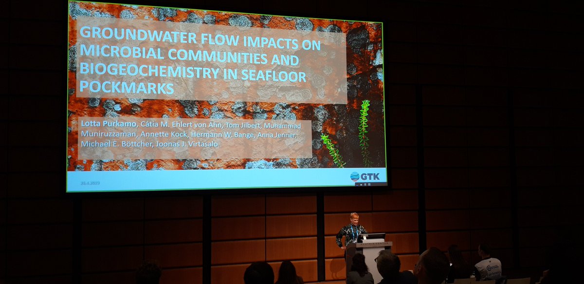 @MicroecoLotta presented about the groundwater influence on microbial communities in seafloor pockmarks in the Hanko #SGD site at #EGU23
@BONUSBaltic #SEAMOUNT project @SuomenAkatemia @GTK_FI #marinegeology @GTK_H2O #SGD