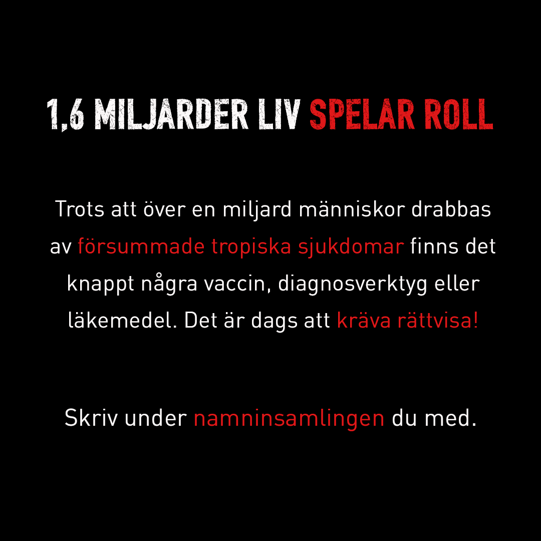 📢 SKRIV UNDER NAMNINSAMLINGEN!  Nu får det vara nog. De 1,6 miljarder människor som årligen drabbas av tropiska sjukdomar har ignorerats av världens ledare under alldeles för lång tid. Var med oss och kräv rättvisa för de som försummas! 
Ta ställning här👉bit.ly/41IixEI