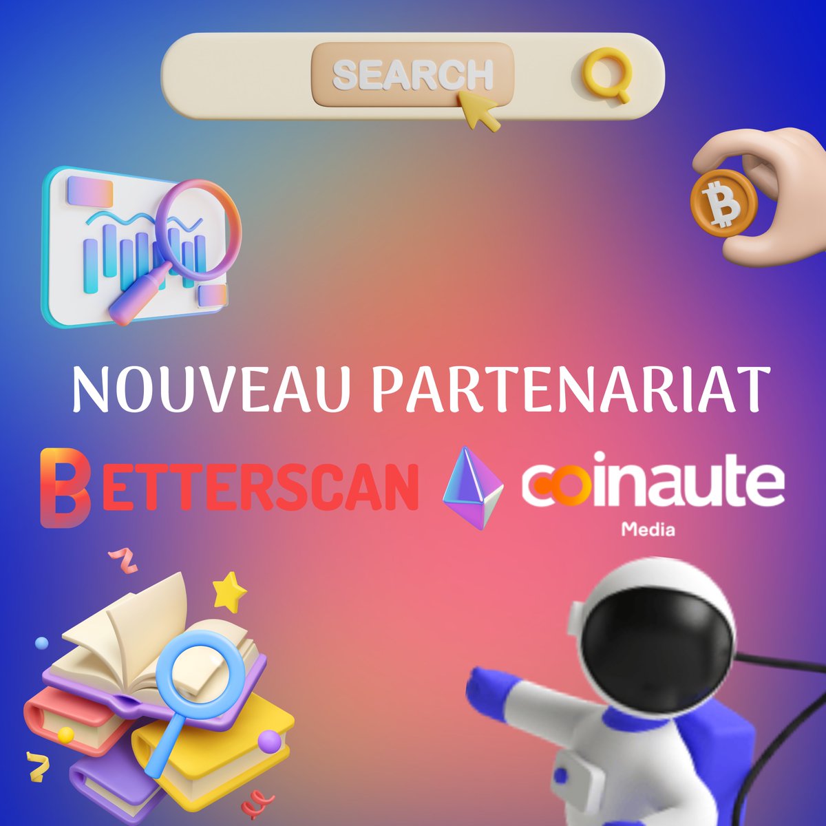TheBetterScan's tweet photo. 🤝🚀 We are excited to announce our new #partnership with @coinaute , a prominent media player in the #French #crypto industry! Together, we'll lead the charge towards a more inclusive and accessible #blockchain💪🌟.
#Web3 #Google @coinaute https://t.co/aaI4ZOSyCj
