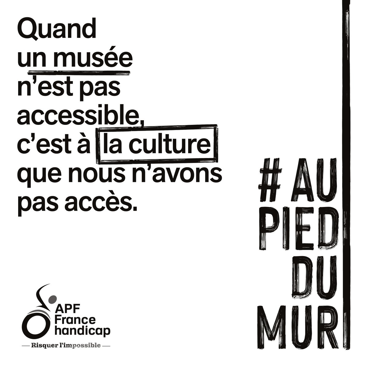 En France, trop de personnes #handicapées ne peuvent pas accéder aux musées, cinémas, théâtres... Elles sont au pied du mur !
En 2023, nous attendons des actions ! #AuPiedDuMur