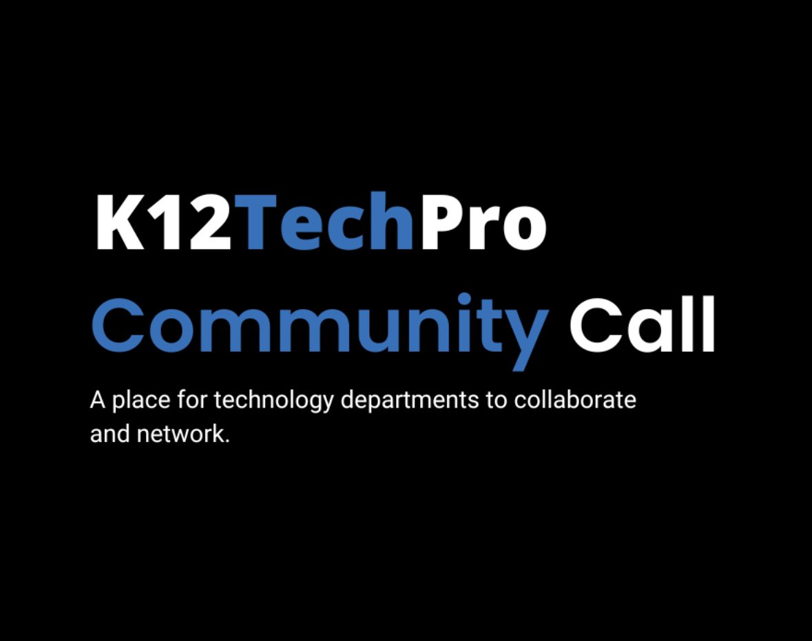 k12techpro's tweet photo. Have you joined the K12TechPro Community yet? We do a weekly Community Call (that we call Community Vitals) and a monthly bigger event too - these are check ins with anyone who wants to join and talk K12 tech. #k12tech #edtech https://t.co/Fa792m2z9d