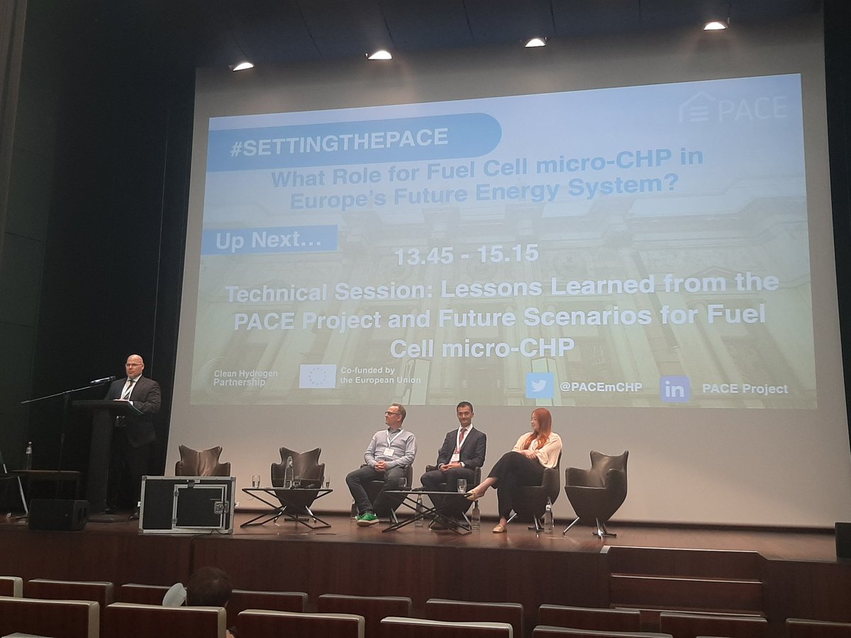 At the <a href="/PACEmCHP/">PACE</a> Conference in Brussels, <a href="/KortewegHans/">Hans Korteweg</a> has kicked-off the Technical Session "Lessons learned from the PACE project and future scenarios for Fuel Cell micro-CHP" including presentations from Element Energy, <a href="/DTUEnergy/">DTU Energy</a> &amp; @HSLU 
 
#SettingthePACE
