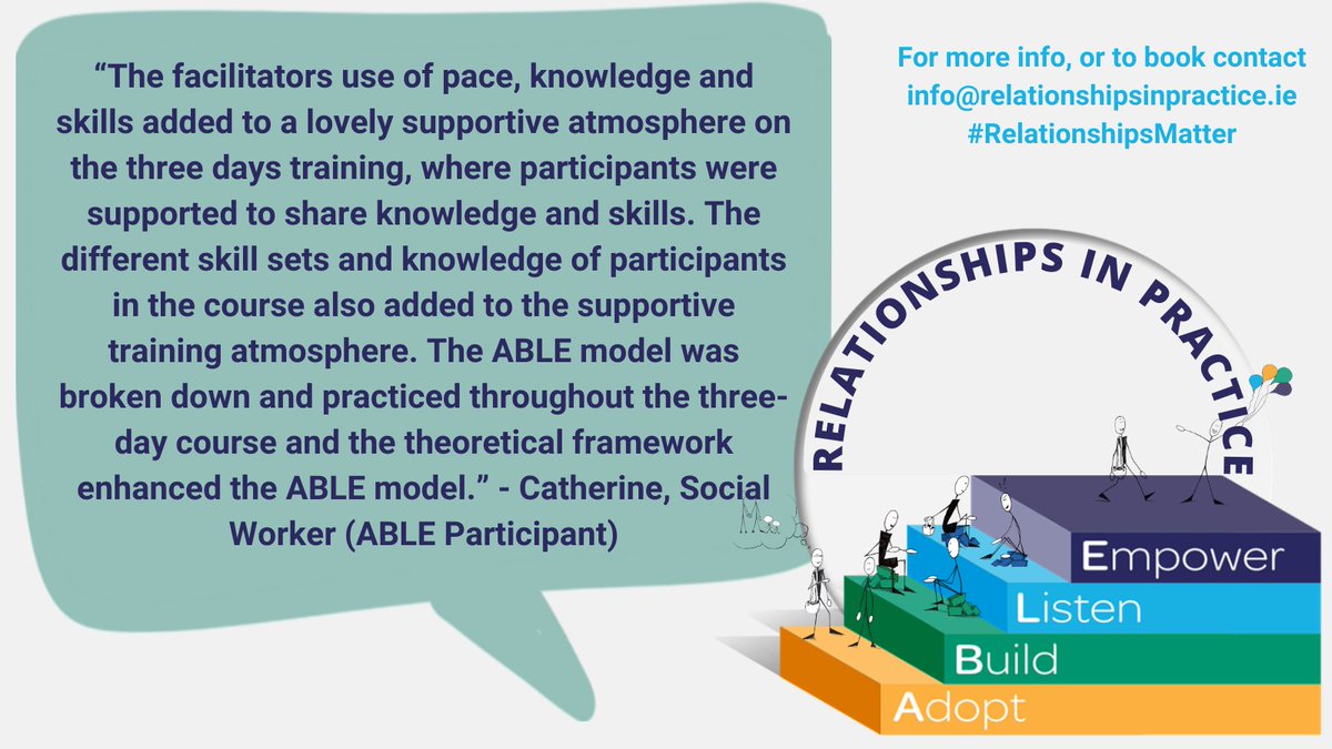 RelinPractice's tweet photo. #ABLE 'Adopt a relational approach, Build, Listen & Empower' - a brief intervention #training_model that equips you with a framework you can use to support clients who turn to you for help.
Join us ONLINE for #ABLE4Practitioners on the 17th, 24th & 31st May
#RelationshipsMatter https://t.co/I6HCj7J4rt