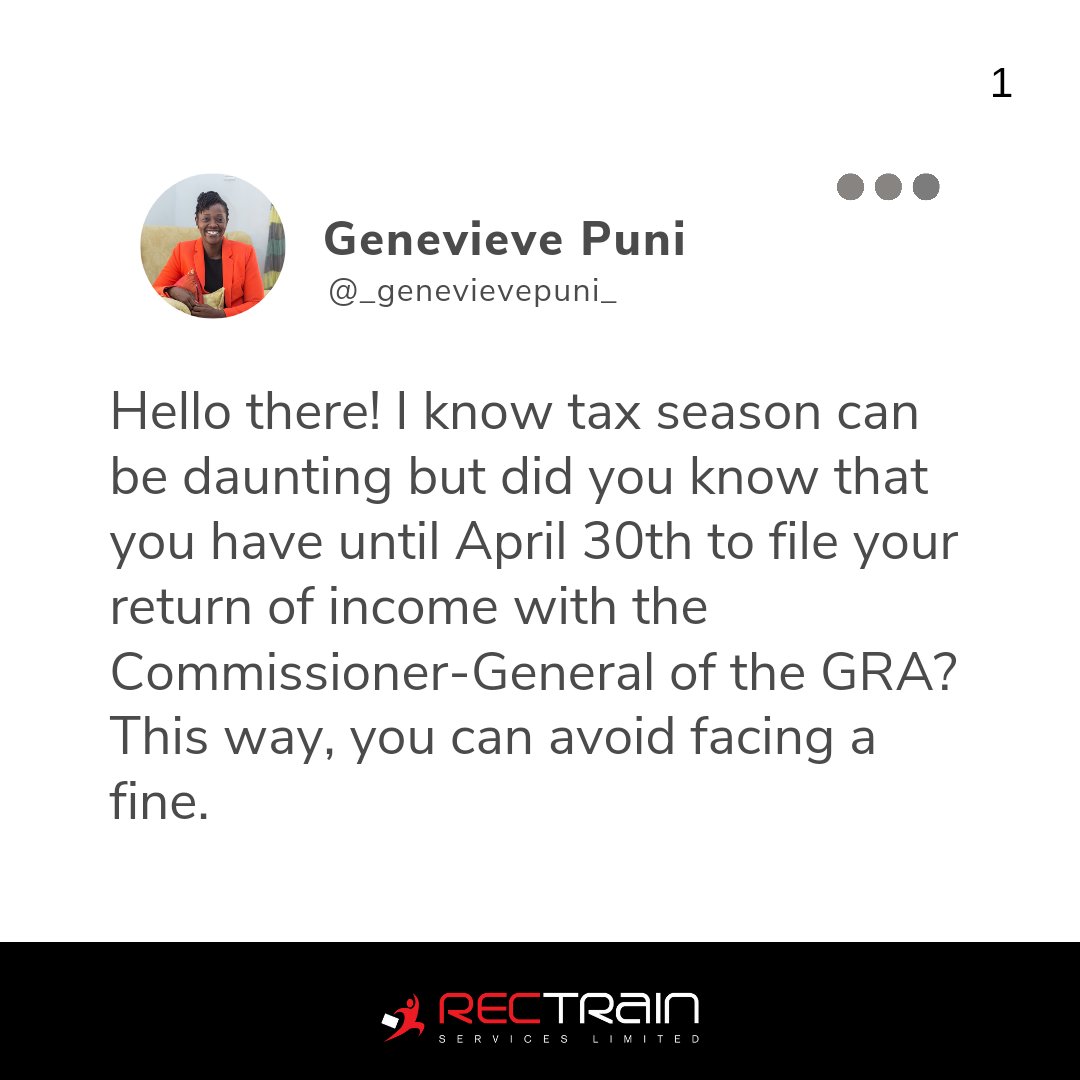 Rectrainservice's tweet photo. Important NoticeβΌ
(Swipe to read)
#taxissues #returnofincome #GRA #businesstips #employertips #taxfiling #filingtaxes #RecTrain https://t.co/LzZ0a2J0Kr