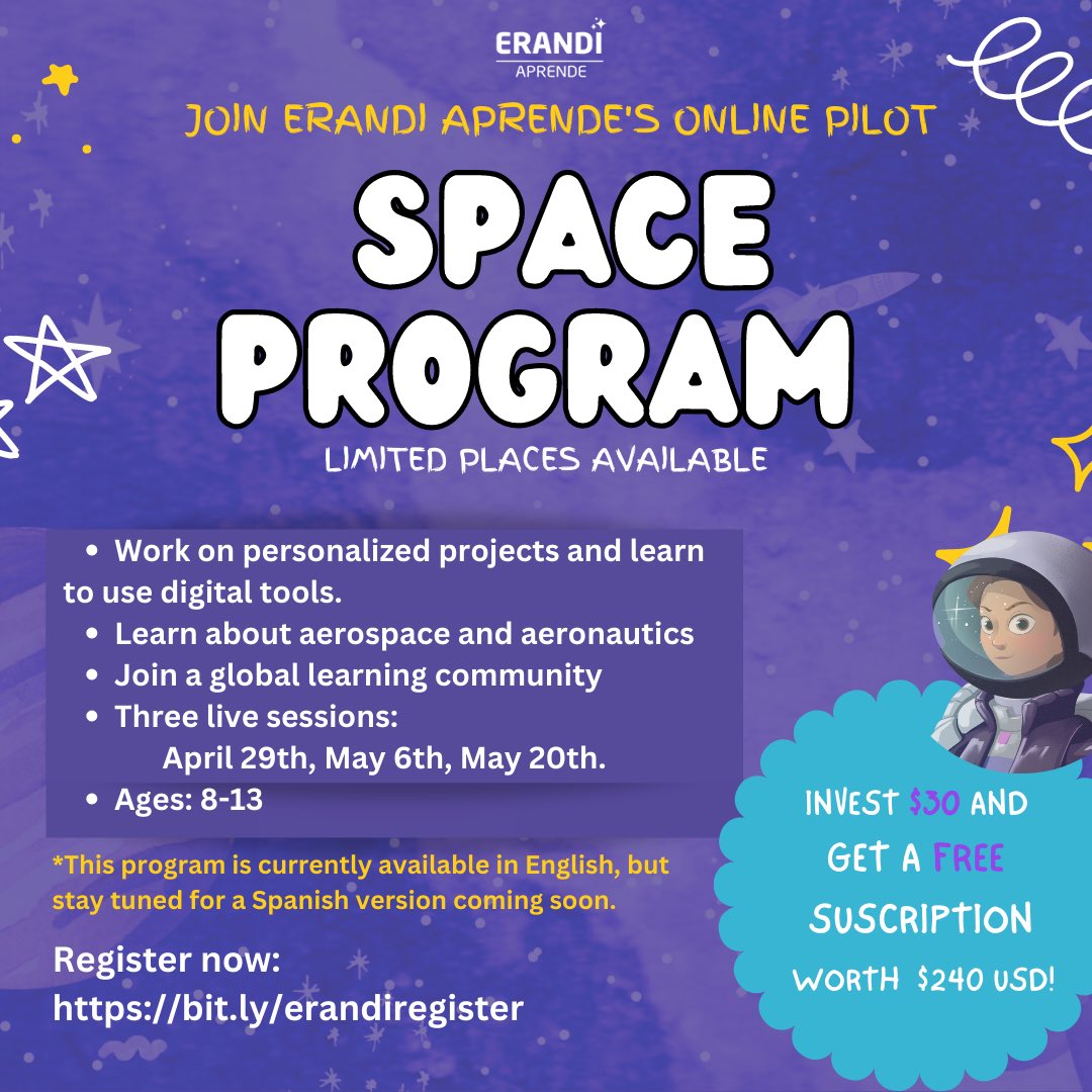 MettaWorld37's tweet photo. @stem_femme
๐ชย Ignite your child's STEAM passion!ย ๐Exclusive online aerospace program for girls and boys, learn from experts and create out-of-this-world projects.ย ๐จโ๐Secure a spot now:ย https://t.co/OCQWSDq8Kv
#GirlsInSTEM #WomenInSTEM #STEM #STEAM #OnlineLearningForKids https://t.co/xAeG09Yft0