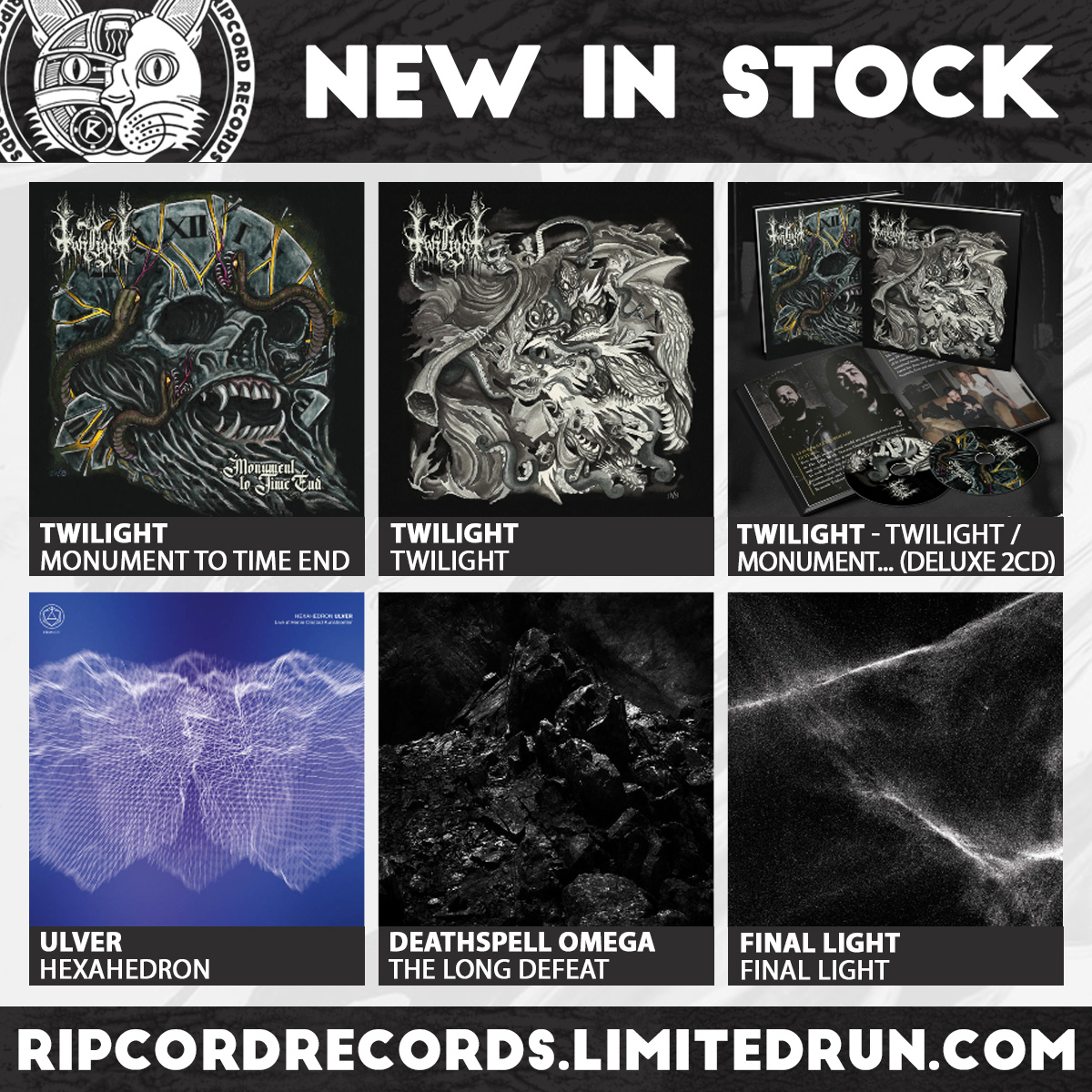 More records in stock including a very cool deluxe 2CD from Twilight. ripcordrecords.limitedrun.com