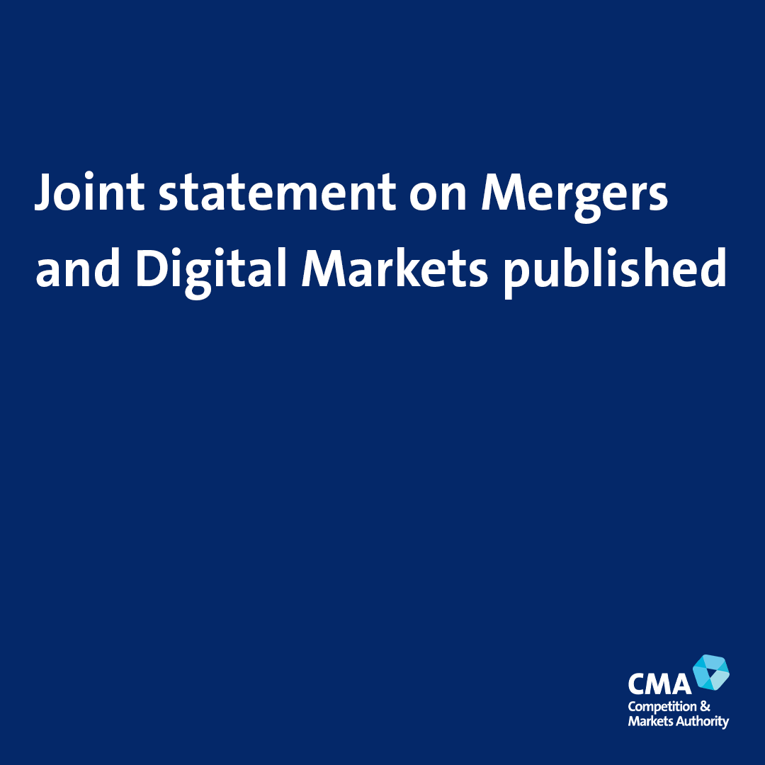 CMAgovUK's tweet photo. We’ve published a joint statement from our Chair and CEO on #Mergers and #Digital Markets.

Read it here: https://t.co/VPSjYwL1Xl https://t.co/AW4idnIS1e