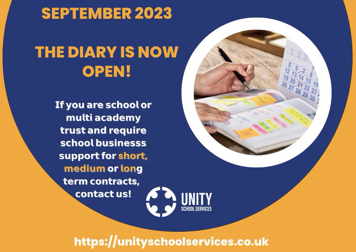 SBMs , Headteachers and all! 
My diary 📔 is open for short, medium & long term contracts for September 23. If you are in need of external support. I’d be grateful if you can kindly circulate within your networks. 
Really appreciate it!
#SBLTwitter
#HTchat 
#SBM 
#SBL
#edutwitter