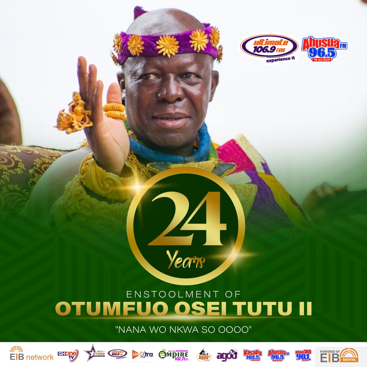 Ultimate1069fm's tweet photo. #UltimateUpdate 
24 years Enstoolment of Otumfuo Osei Tutu II
"Nana Wo Nkwa So" https://t.co/3aHDtHH6IU